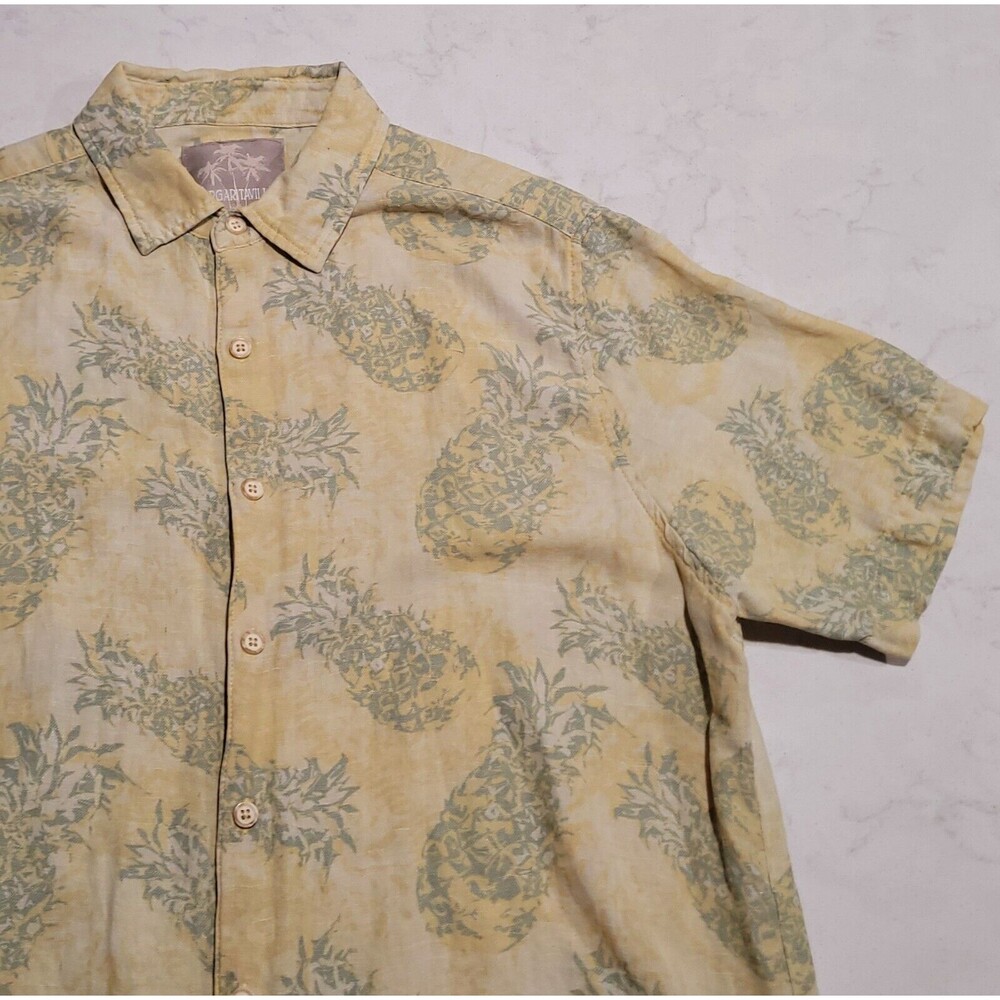 Jimmy Buffett Margaritaville Silk Linen Blend Hawaiian Camp Shirt Beach Aloha L